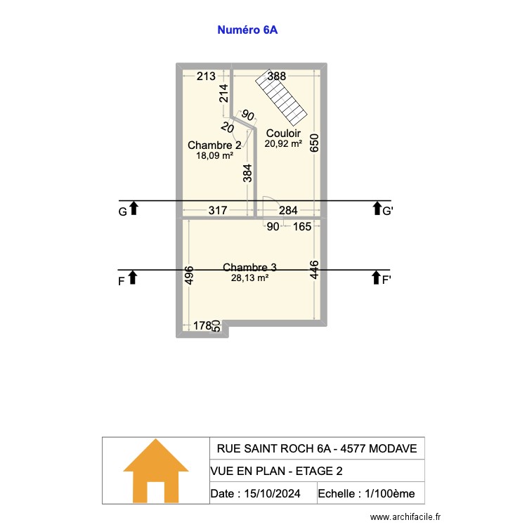 V.RADOUX - VUE EN PLAN - ETAGE 2 - 1/100 - V2.15 - 20241015. Plan de 3 pièces et 67 m2