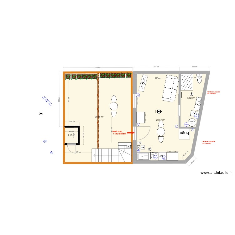 Thuillat 26 Studio RDC Projet Elec V0. Plan de 4 pièces et 59 m2