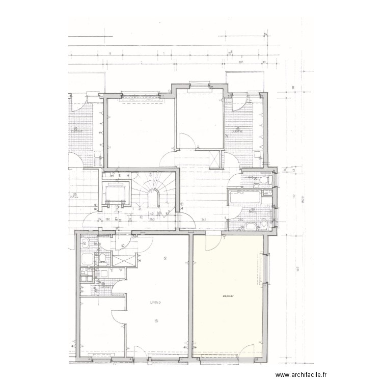 plan amb. Plan de 1 pièce et 28 m2