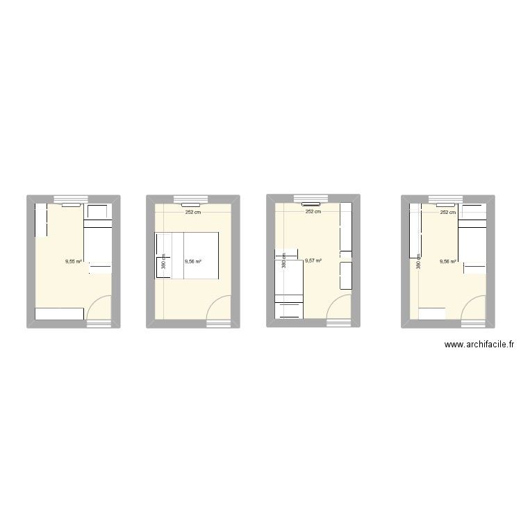 ch enfant. Plan de 4 pièces et 38 m2