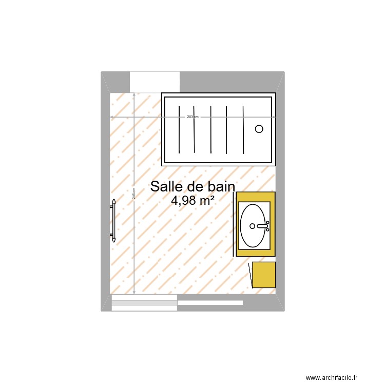 sdb. Plan de 1 pièce et 5 m2