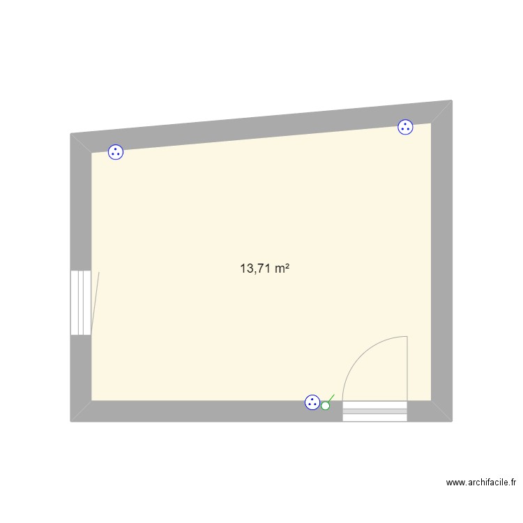 petite chambre. Plan de 1 pièce et 14 m2