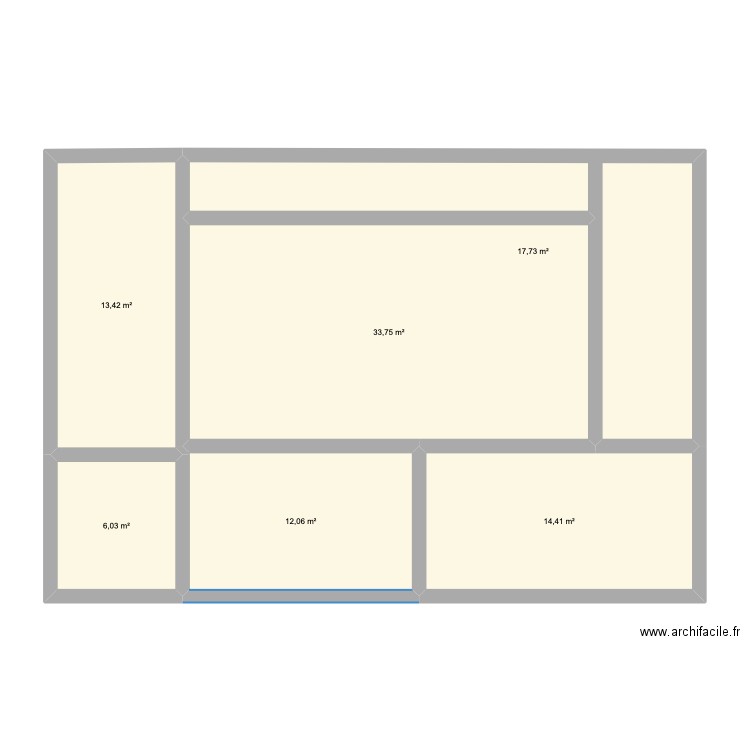 riad. Plan de 6 pièces et 97 m2