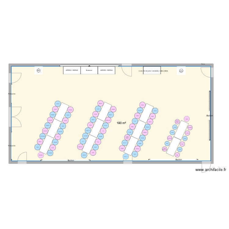 Grande SALLE THOURIE BAPTEME 2. Plan de 1 pièce et 190 m2