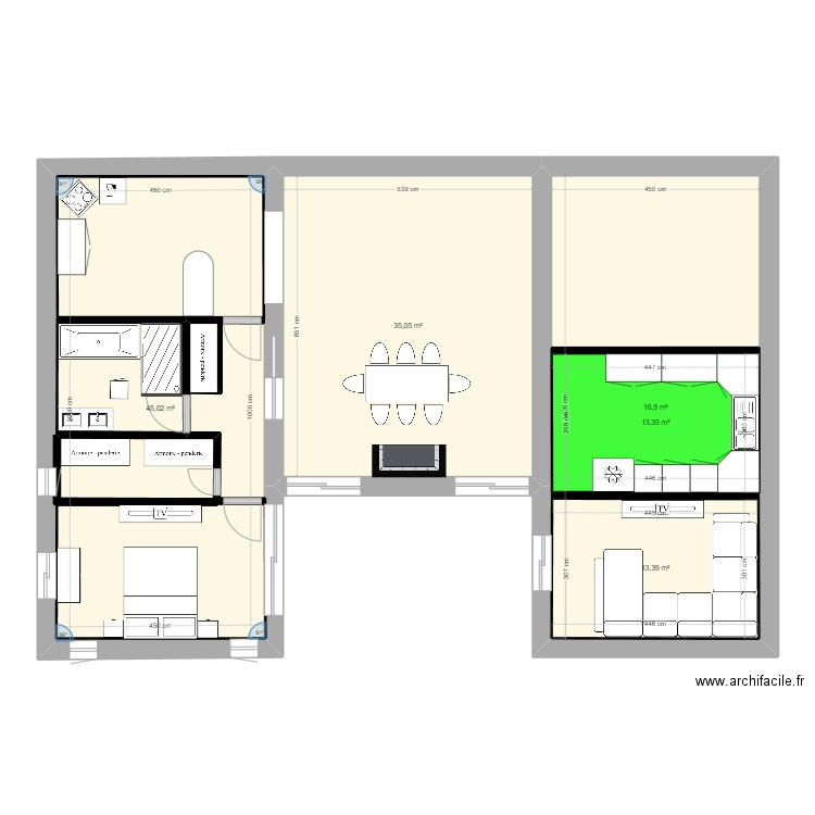 ma maison 1. Plan de 5 pièces et 152 m2