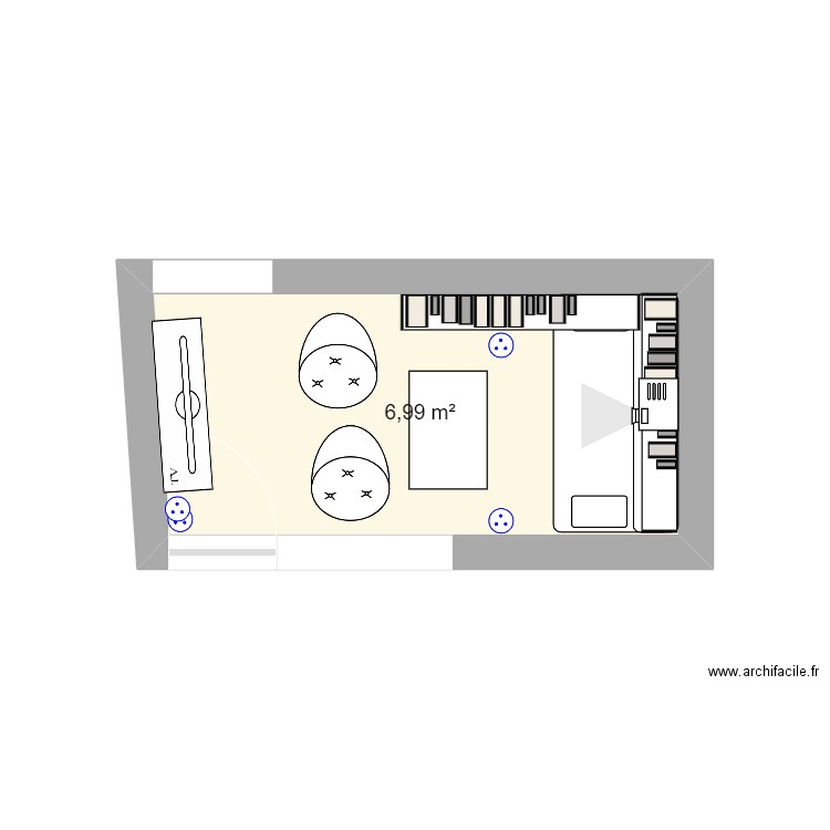 Petit salon. Plan de 1 pièce et 7 m2