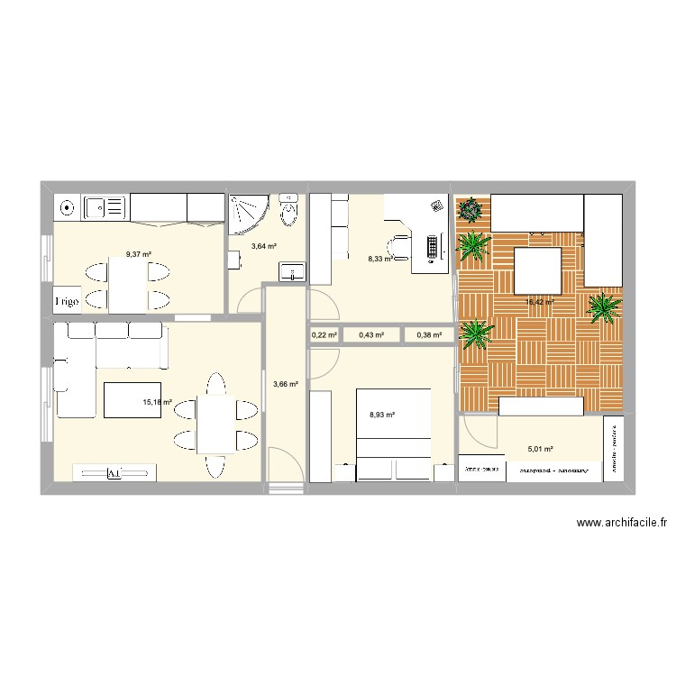 PLAN LUNEL GARS. Plan de 11 pièces et 72 m2