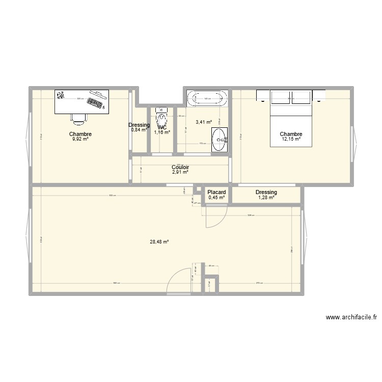 essai 2. Plan de 11 pièces et 61 m2