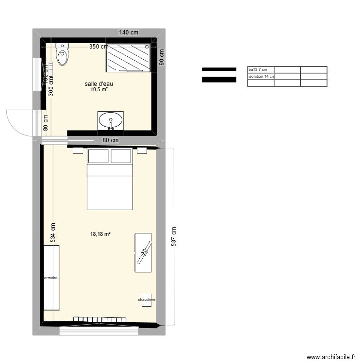 Capet. Plan de 2 pièces et 29 m2