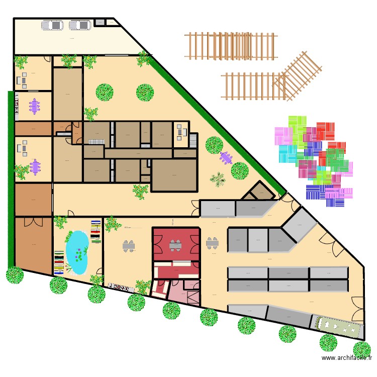 RESTO NORD + STANDS 1011B. Plan de 67 pièces et 1816 m2