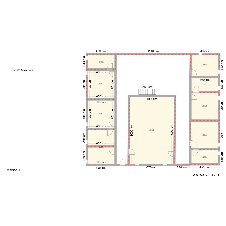 Double maison _ Belle Plaine 971_ Plan initial. Plan de 10 pièces et 187 m2