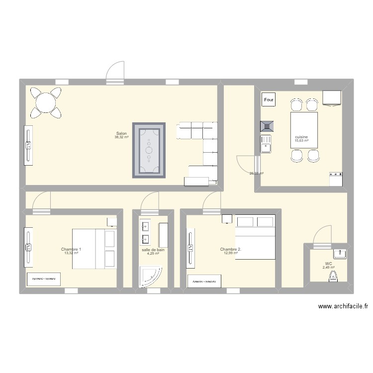 Gracemtn. Plan de 7 pièces et 134 m2