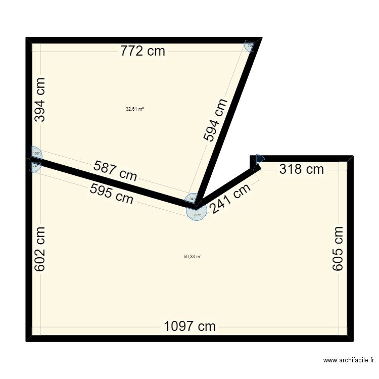 plan terrain. Plan de 2 pièces et 92 m2