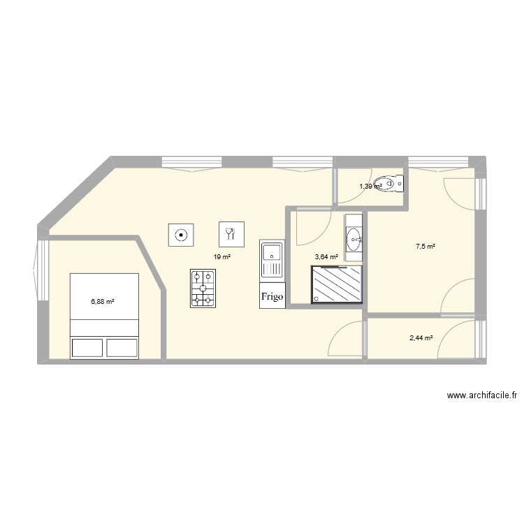 laragne 1. Plan de 6 pièces et 41 m2