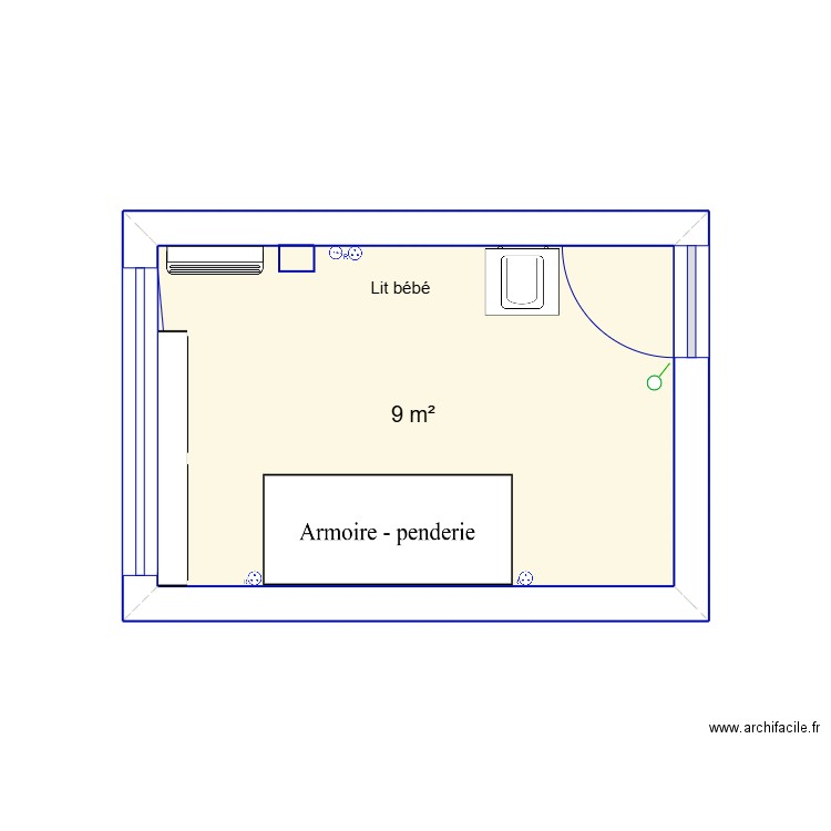 test ,. Plan de 1 pièce et 9 m2