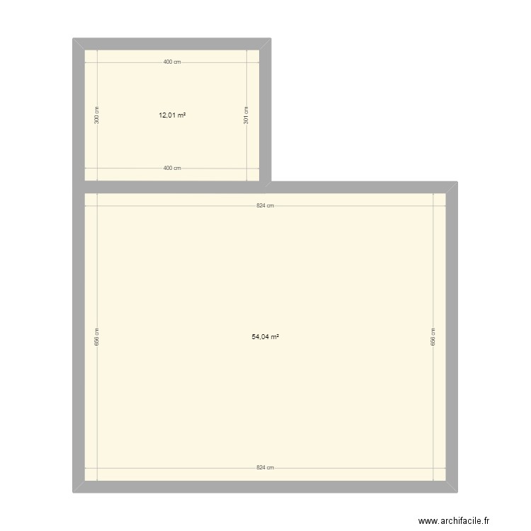 chatelet. Plan de 2 pièces et 66 m2