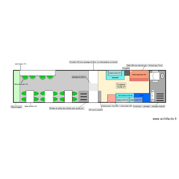 FAST mobilier. Plan de 22 pièces et 80 m2