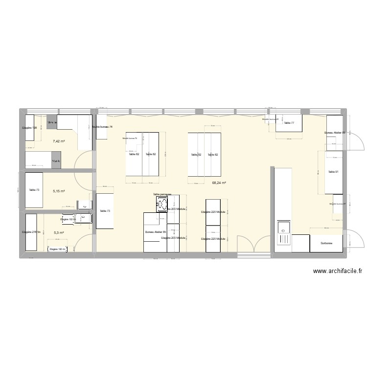 La Forge. Plan de 4 pièces et 86 m2