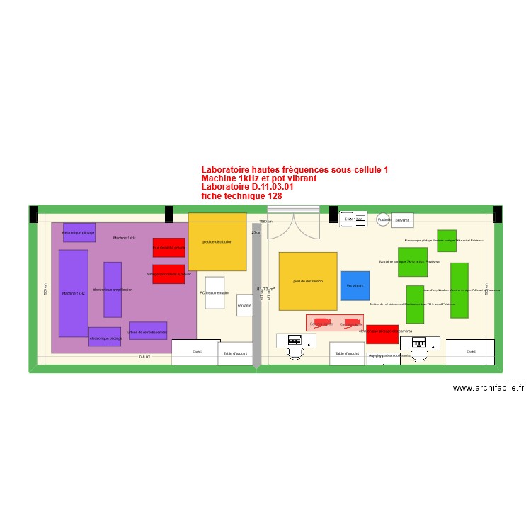 Labo hautes fréquences sous cellule 2 V1. Plan de 1 pièce et 82 m2