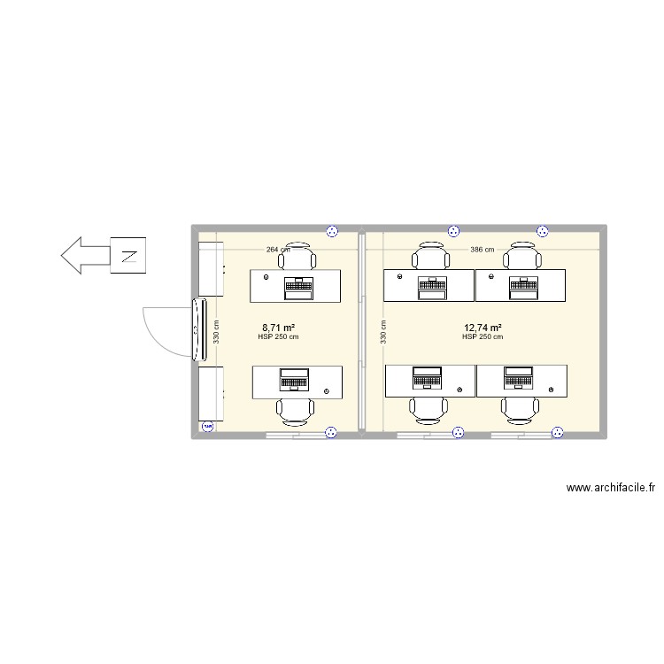 Bungalow jardin. Plan de 2 pièces et 21 m2