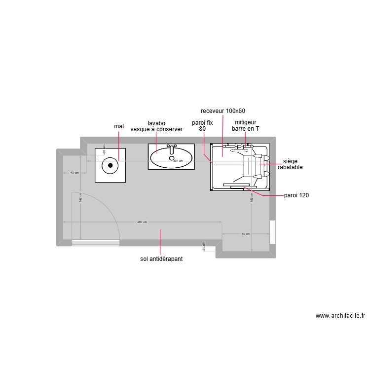 lecugy. Plan de 1 pièce et 6 m2