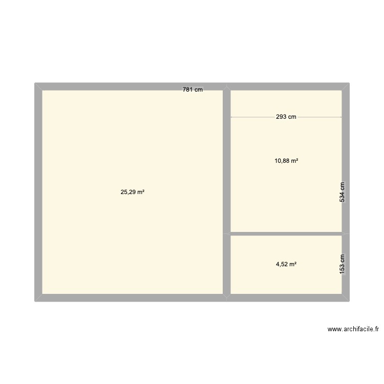 gy41000. Plan de 3 pièces et 41 m2