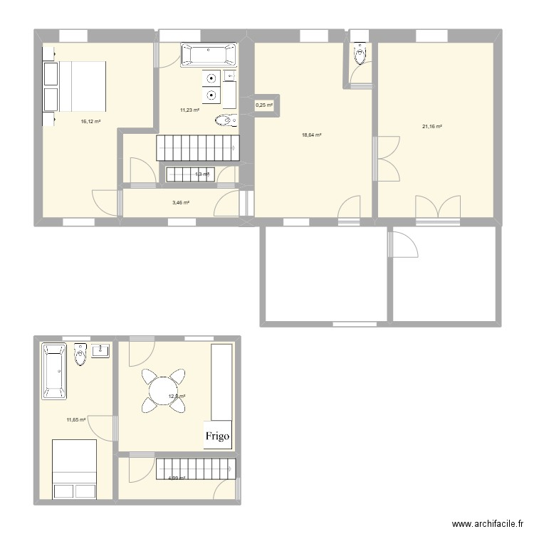 MEZIERES mas modificaciones. Plan de 10 pièces et 102 m2