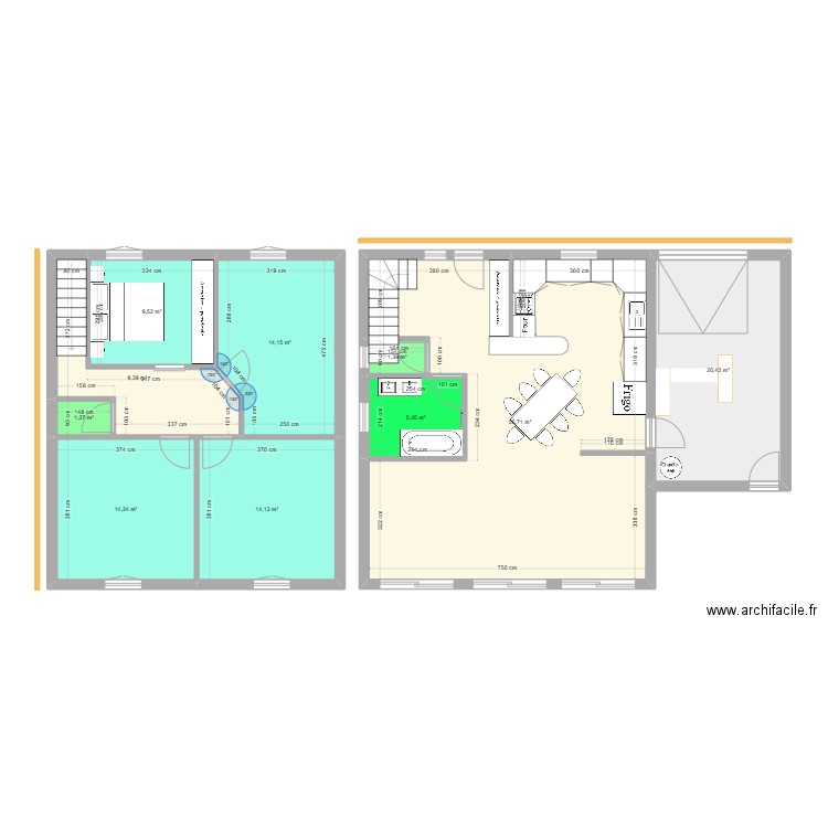 maison 2. Plan de 10 pièces et 147 m2