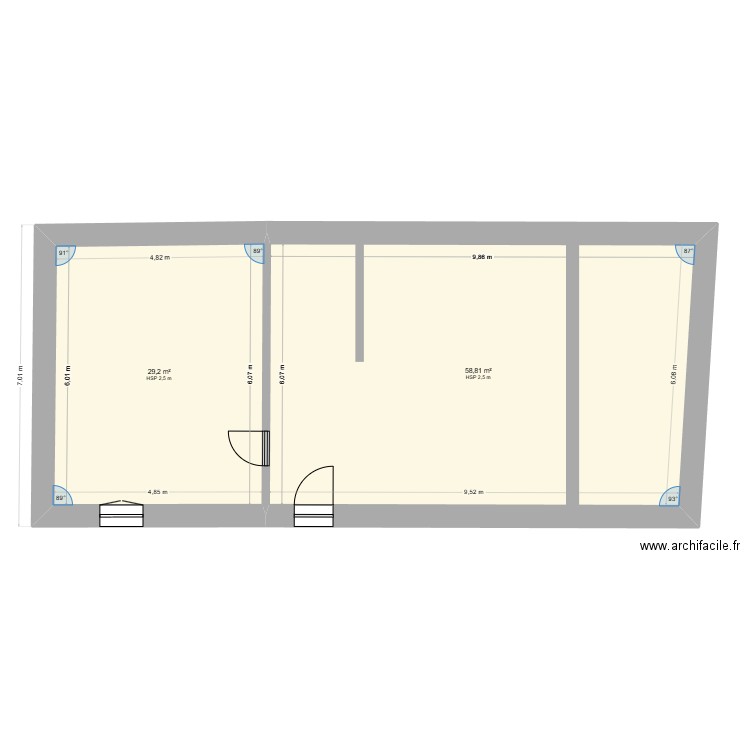 maison hélène coulonge. Plan de 2 pièces et 88 m2