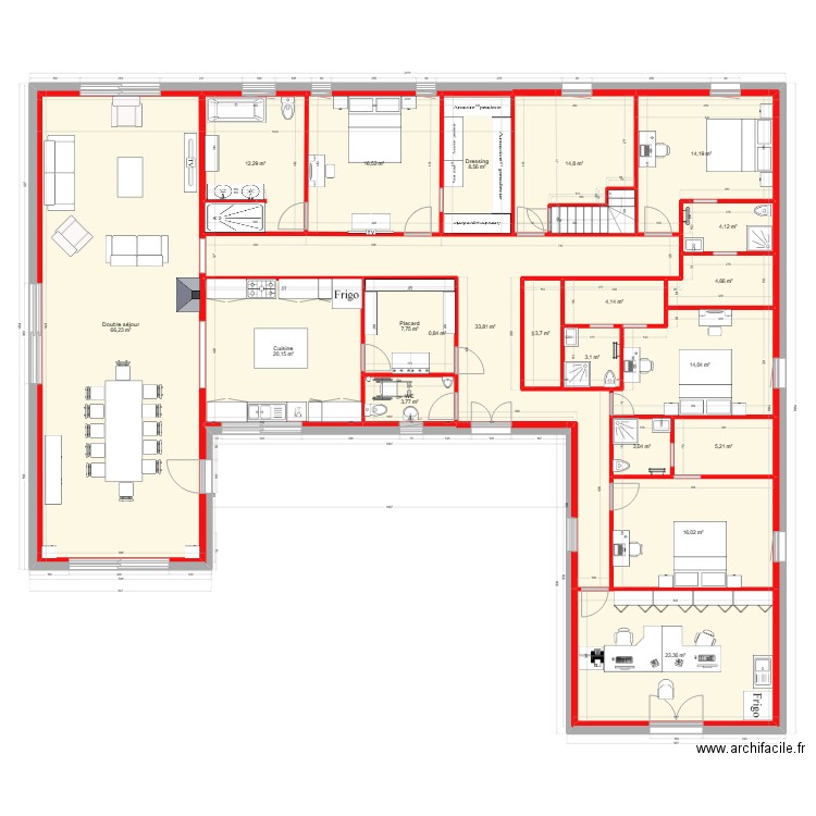 MONDRECOURT 2 sans garage. Plan de 21 pièces et 582 m2