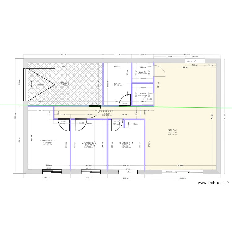 3 T4. Plan de 9 pièces et 106 m2