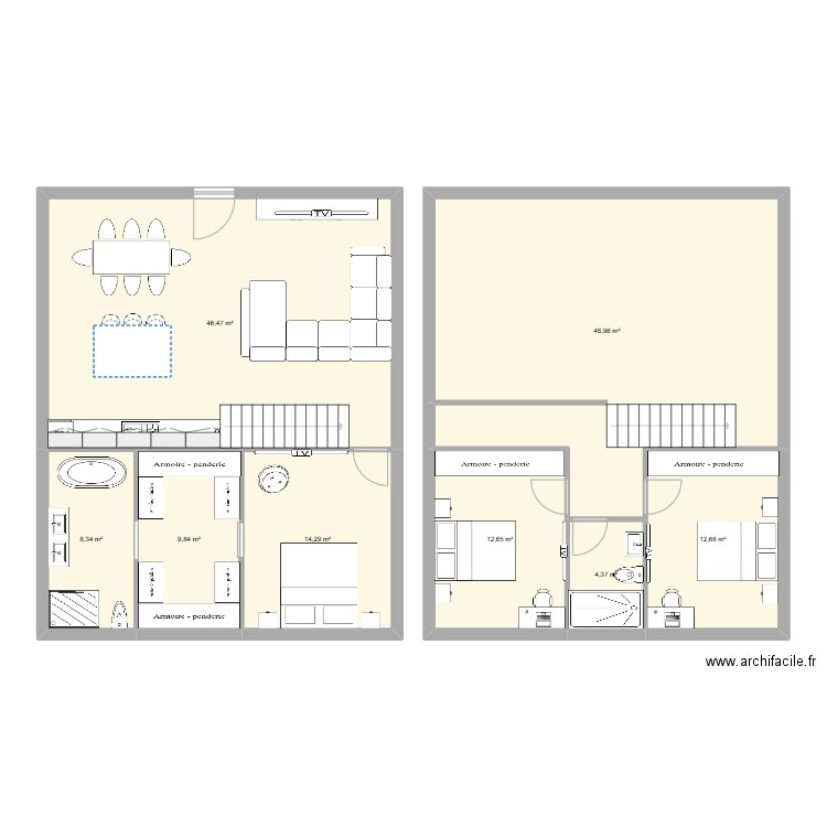 LOFT F4 - F5 . Plan de 8 pièces et 158 m2