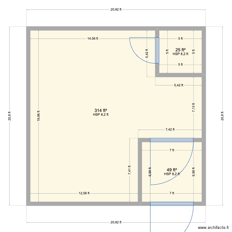 Baylor Army R&D ver4. Plan de 3 pièces et 36 m2