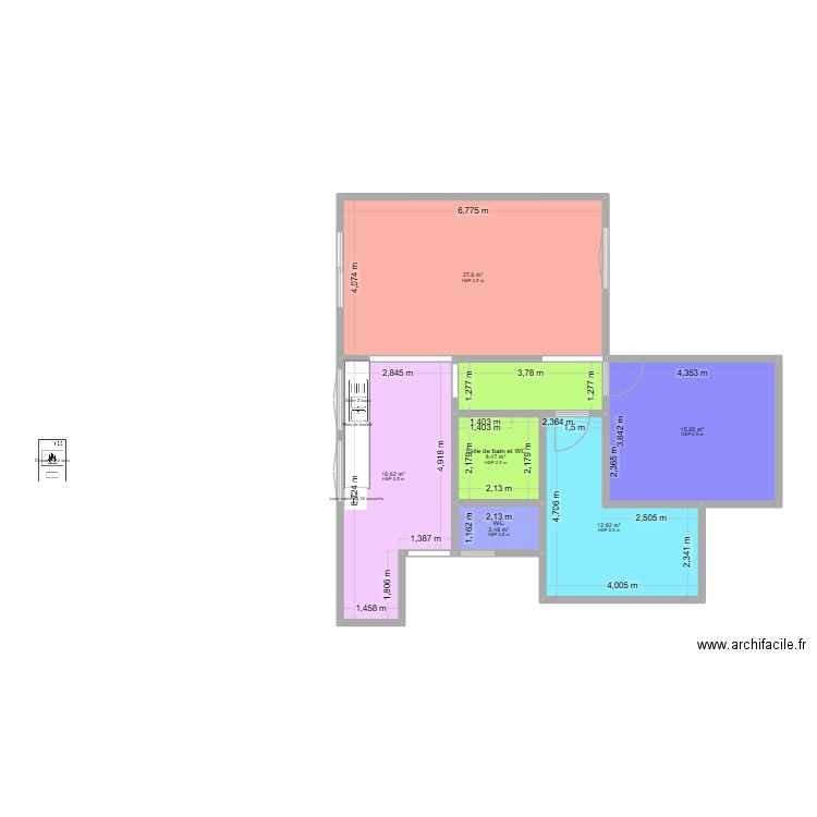 ka alou. Plan de 6 pièces et 85 m2