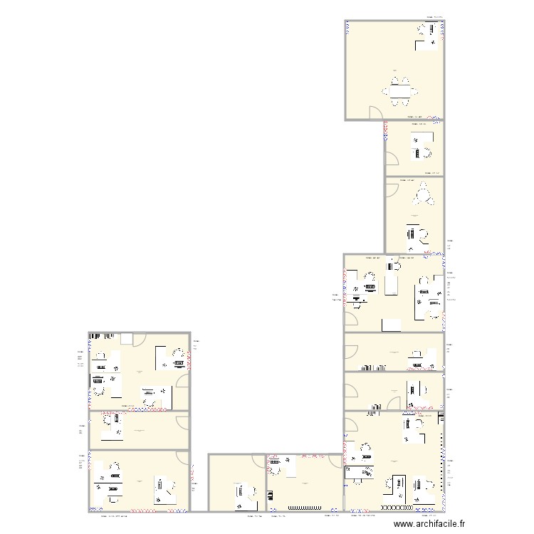 TH95 niveau bureaux 2024. Plan de 12 pièces et 255 m2