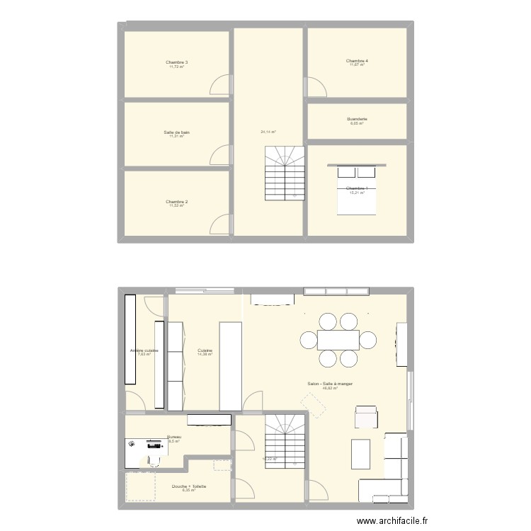 Plan maison. Plan de 13 pièces et 186 m2