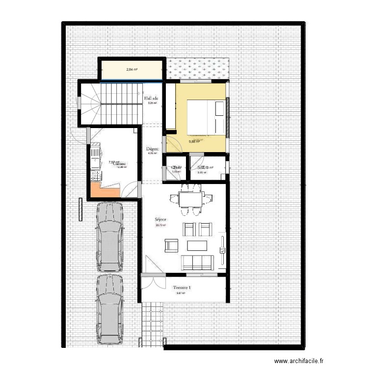 PROJET ARCHI. Plan de 5 pièces et 24 m2