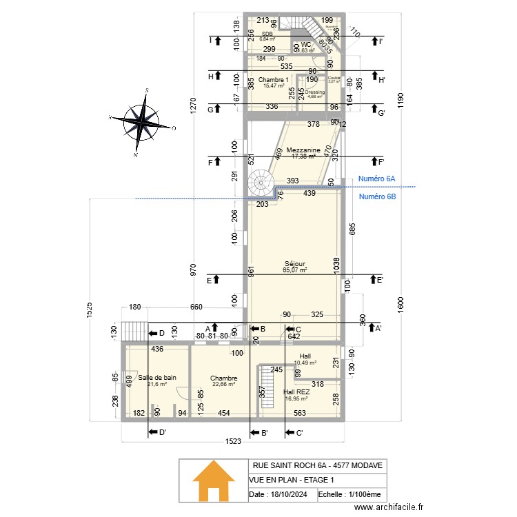 V.RADOUX - VUE EN PLAN - ETAGE 1 - V2.21 - Lio. Plan de 15 pièces et 206 m2