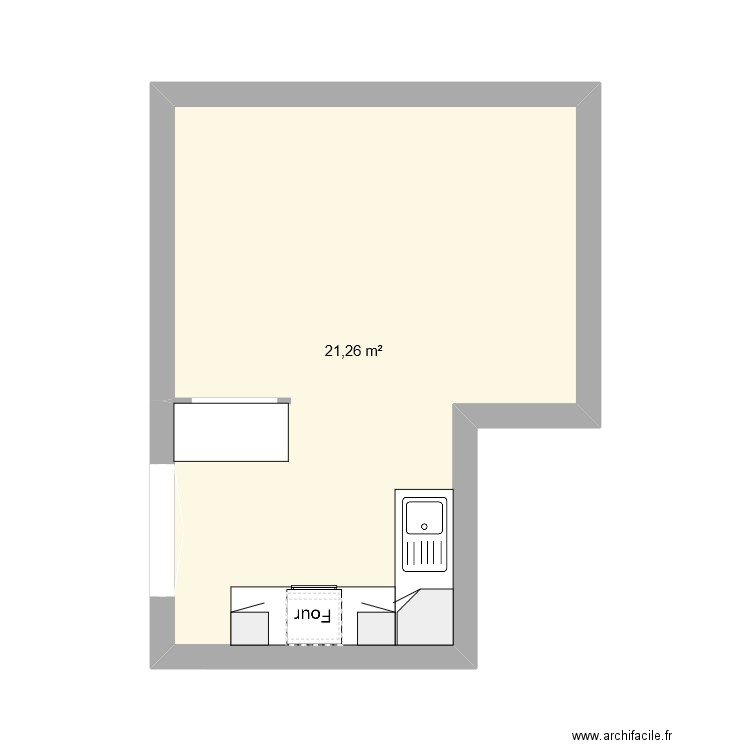 T2B. Plan de 1 pièce et 21 m2