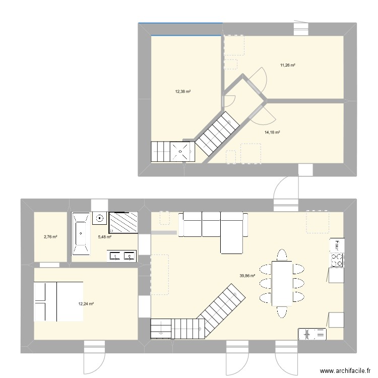 gautrais etage 2.2. Plan de 7 pièces et 98 m2