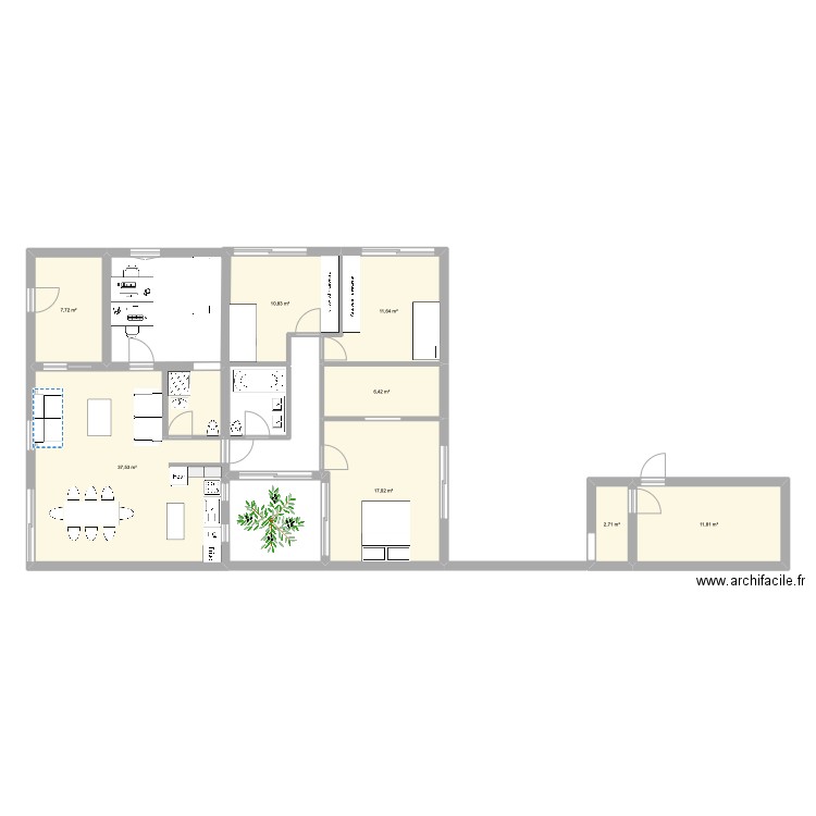 Cénac V3. Plan de 8 pièces et 106 m2