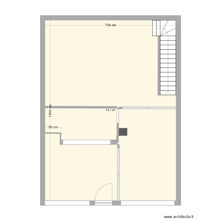 lrt 1. Plan de 1 pièce et 74 m2