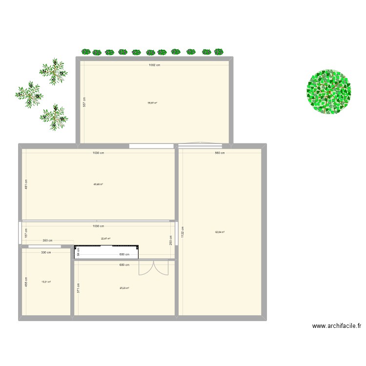 agrandissement salle a manger version 1. Plan de 6 pièces et 231 m2