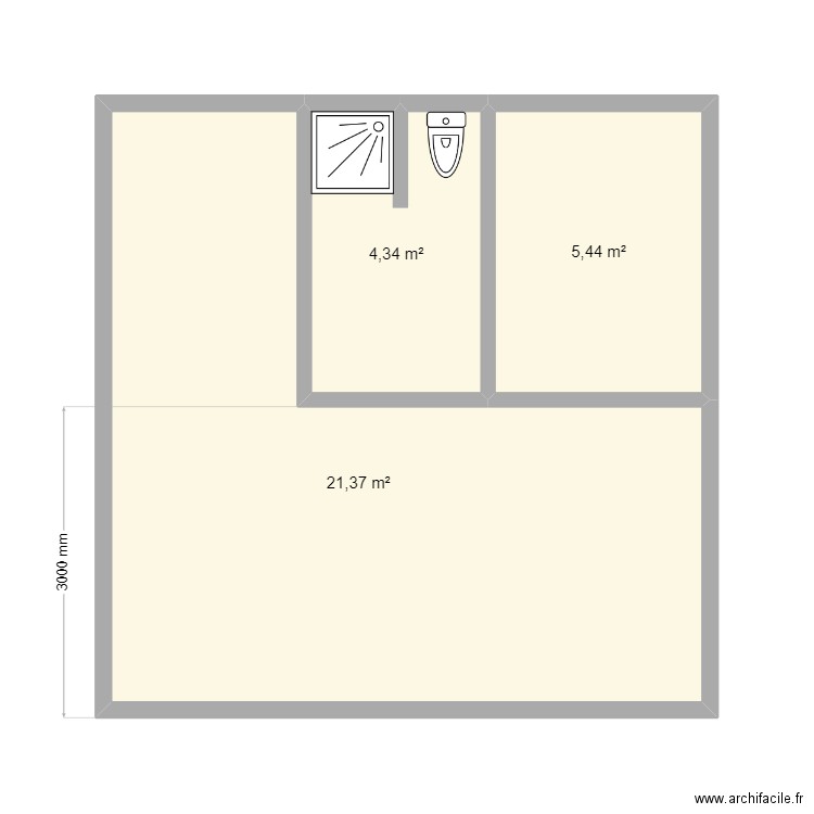 Баня Шарапово1. Plan de 3 pièces et 31 m2