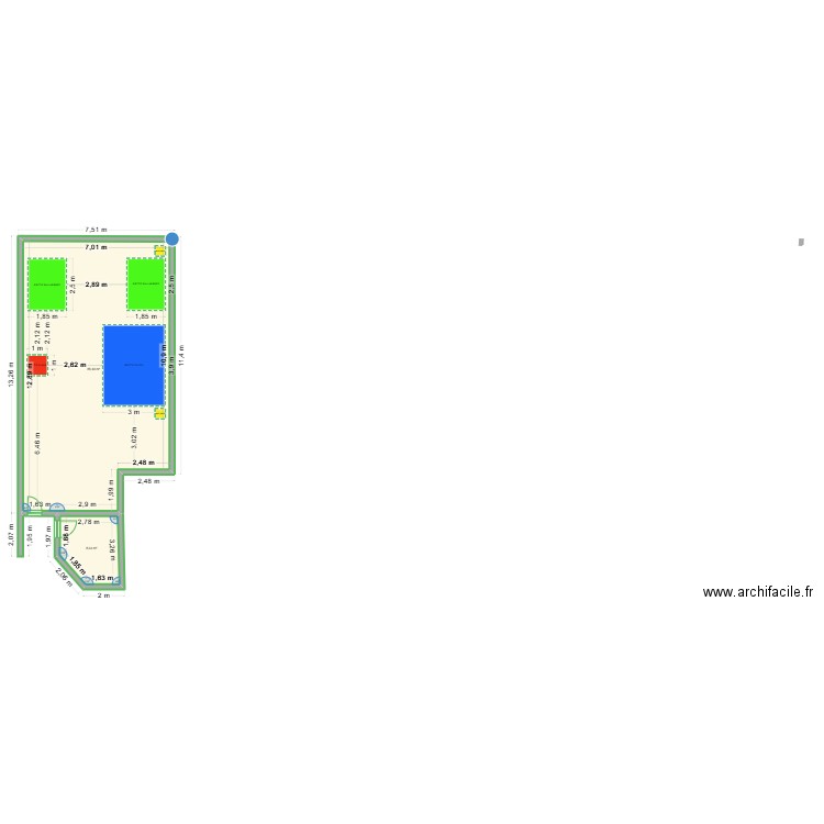 Atelier rectif CAMI. Plan de 2 pièces et 94 m2