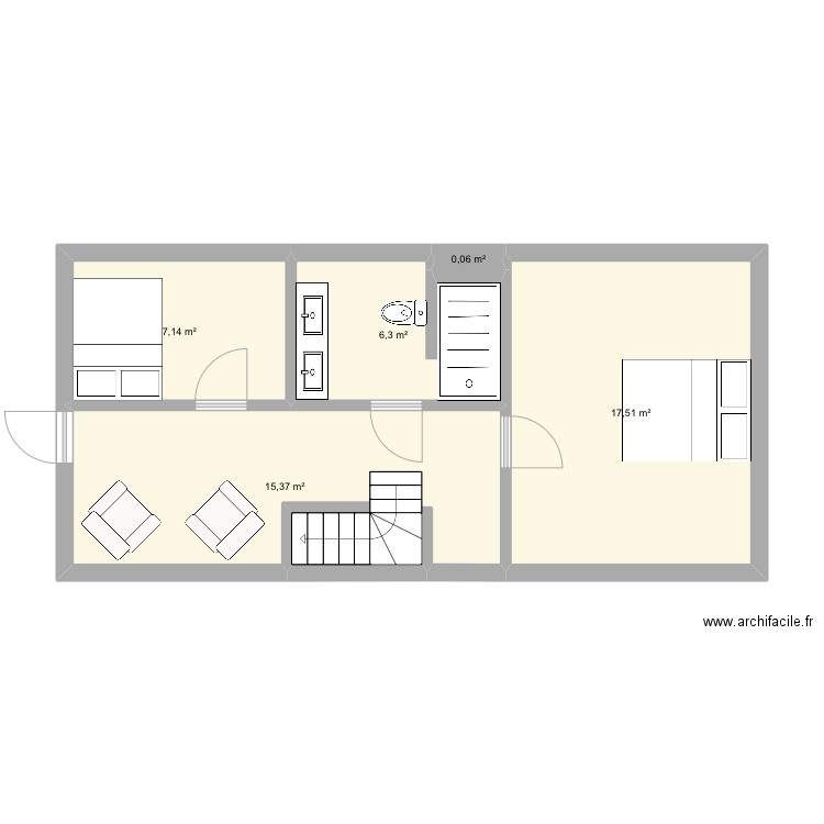 Pressoir BONZOM. Plan de 5 pièces et 46 m2