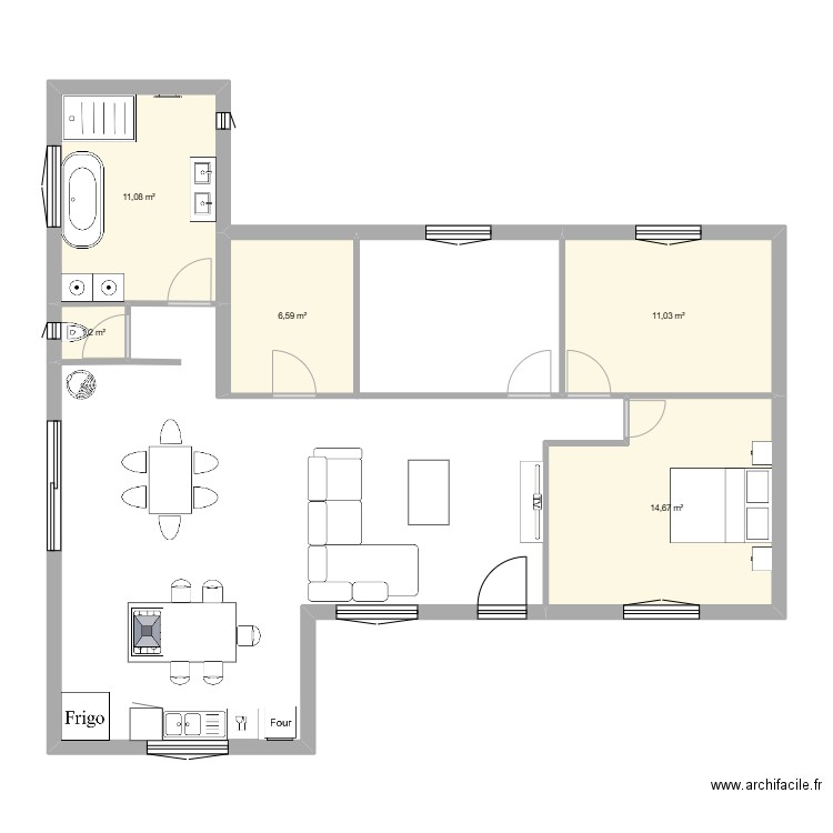 MAISON WITTERNESSE. Plan de 5 pièces et 45 m2