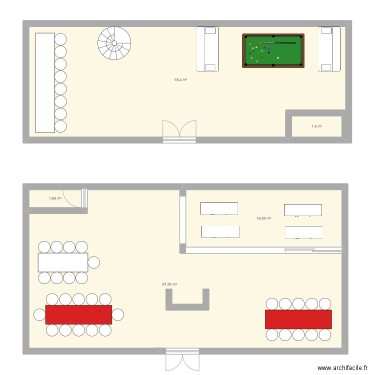 RESTAURANT. Plan de 5 pièces et 147 m2