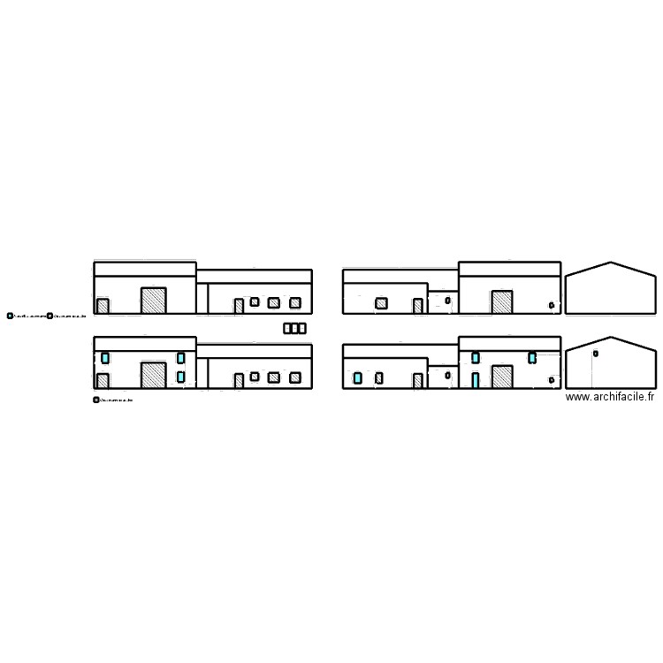 Facades. Plan de 68 pièces et 860 m2