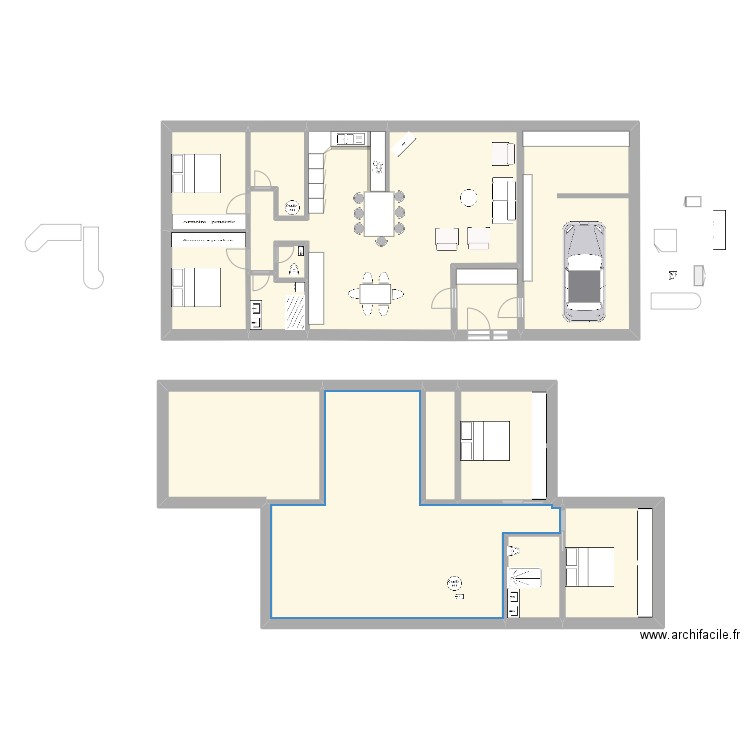  2plan  rez. Plan de 13 pièces et 275 m2